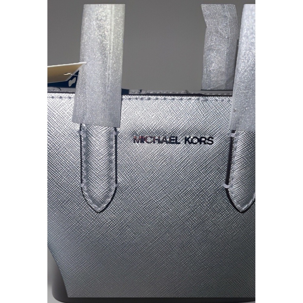 Michael Kors Vincent‎ XS Satchel Shoulder Crossbody Bag + Card Case Silver - Picture 2 of 6